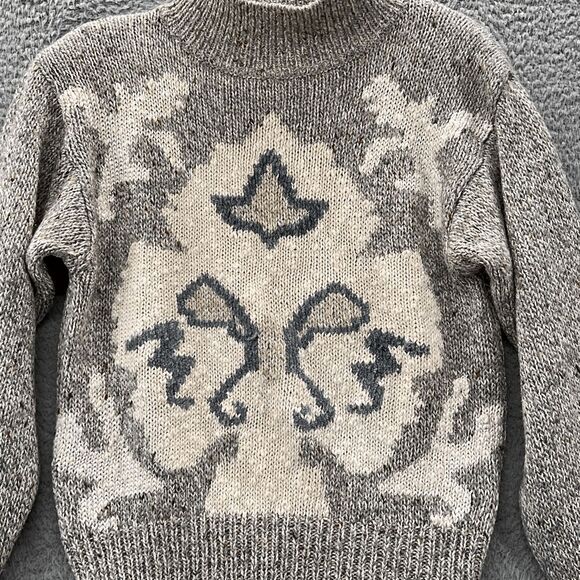 Vintage 80s Turtleneck Boho Metallic Sweater‎ M Mod Chunky Knit Retro 90s - Picture 2 of 13